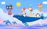 卡通儿童鲸鱼海边背景墙