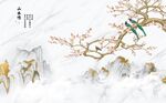 爵士白山水山水情新中式电背景墙