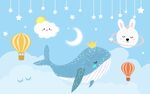 儿童可爱星星海豚背景墙
