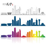 长沙地标建筑矢量设计元素