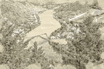 山川河流手绘插画装饰画