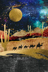 装饰画 抽象画 夜景 骆驼