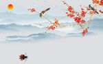 新中式山水背景墙