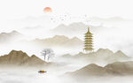 意境水墨山水画