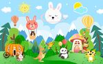 卡通森林大自然动物背景墙