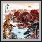 老虎油画
