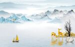 新中式山水背景墙