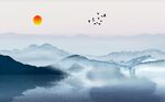 新中式山水背景墙
