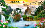 流水生财家居装饰画办公背景墙