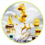 现代轻奢麋鹿一帆风顺装饰画