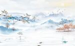 新中式山水背景墙