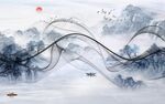 新中式山水背景墙