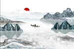 大气现代山水江山如画意境背景墙