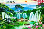 迎客松装饰画背景墙