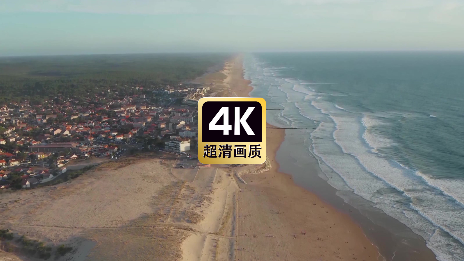 短视频素材航拍海滩建筑群