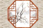 中式工笔花鸟背景墙壁画