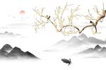 工笔花鸟中式背景墙
