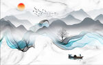 抽象山水线条背景墙