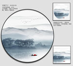 圆形水墨山水玄关