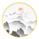 圆形装饰画 山水画