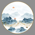 圆形山水画