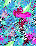 热带雨林树叶 数码印花图片 