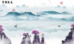 山水电视背景墙宁静致远装饰画