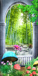 清流水生财瀑布风景画玄关