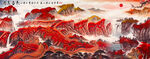 长城满山红风景装饰画