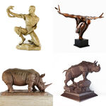 犀牛和人体雕塑摆件