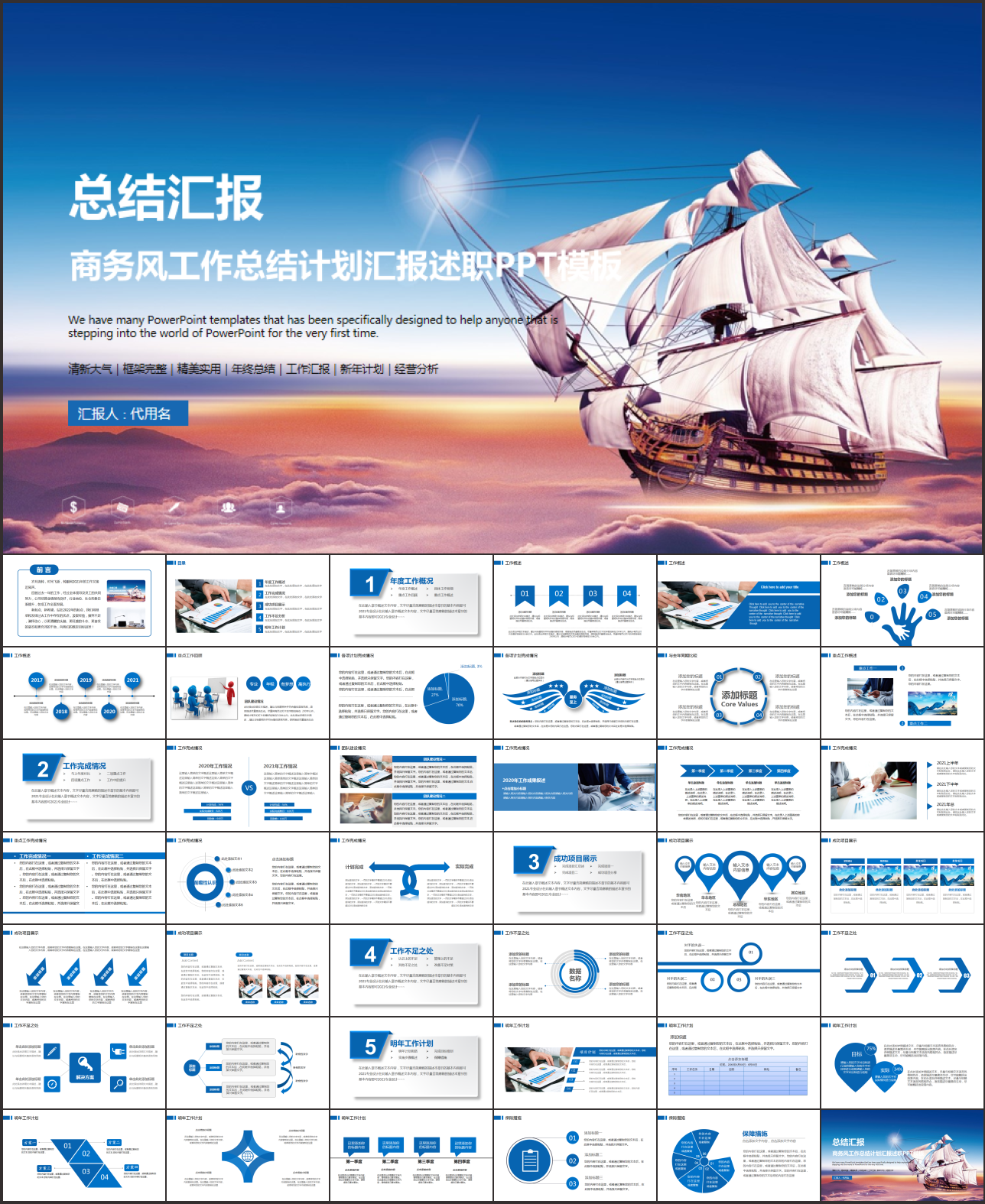商务风工作总结汇报PPT模板