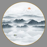 圆形山水画