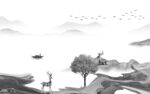 高档灰色背景山水 TIF分层