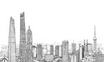 上海城市线描素描手绘