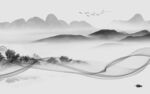 新款灰色山水背景 TIF分层