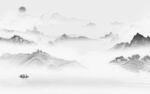 高清灰色山水背景 TIF分层