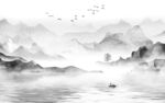 人气 高端灰山水画 tif分层