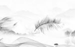 羽毛高端灰山水画 tif分层