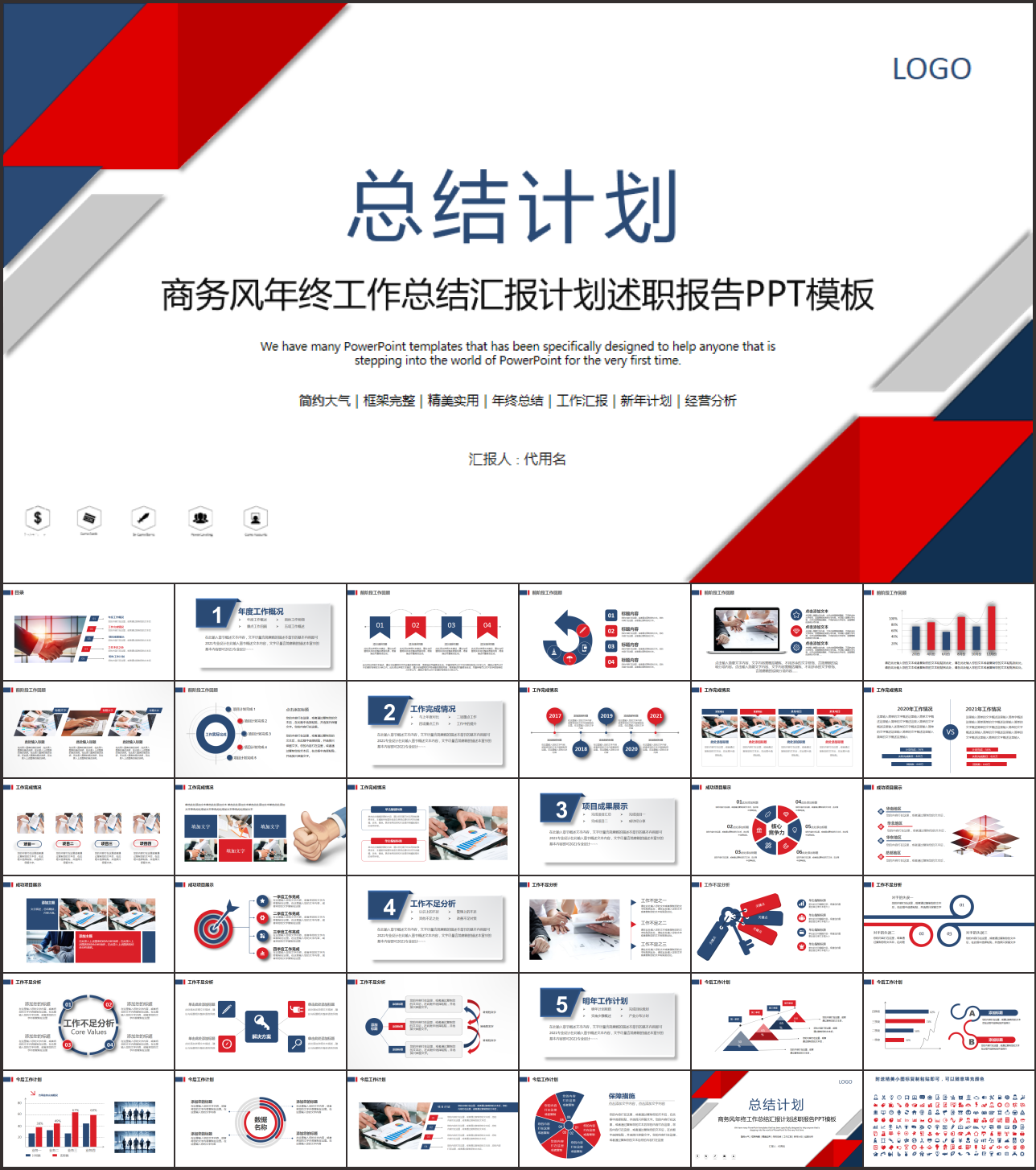 商务风工作总结汇报PPT模板