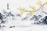 银杏山水背景墙