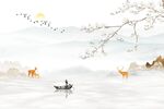 玉兰山水背景墙