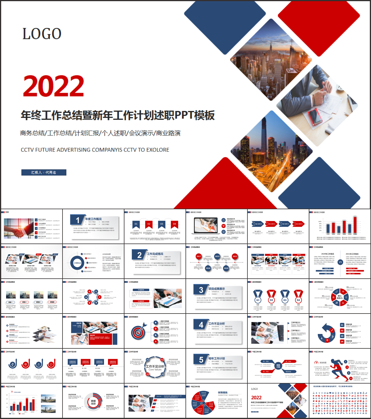 红色商务风工作总结汇报PPT
