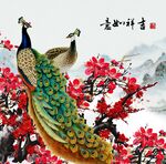 梅花孔雀图