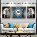 马到成功三联画