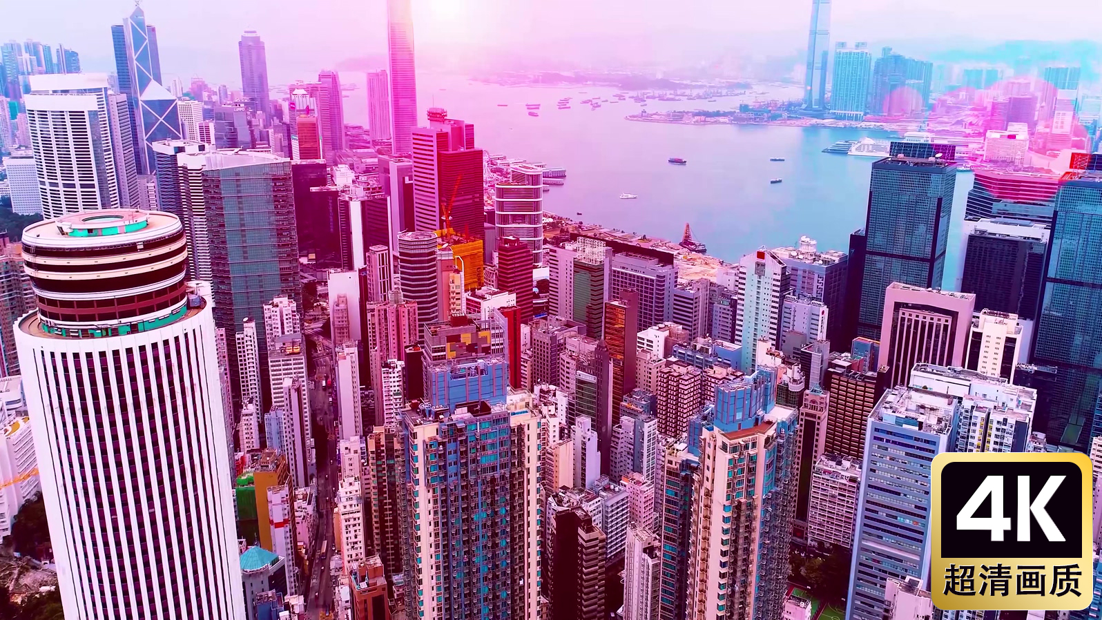 航拍现代海滨城市建筑群