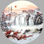 圆形山水画