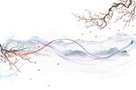 中式山水烟雾花鸟背景墙