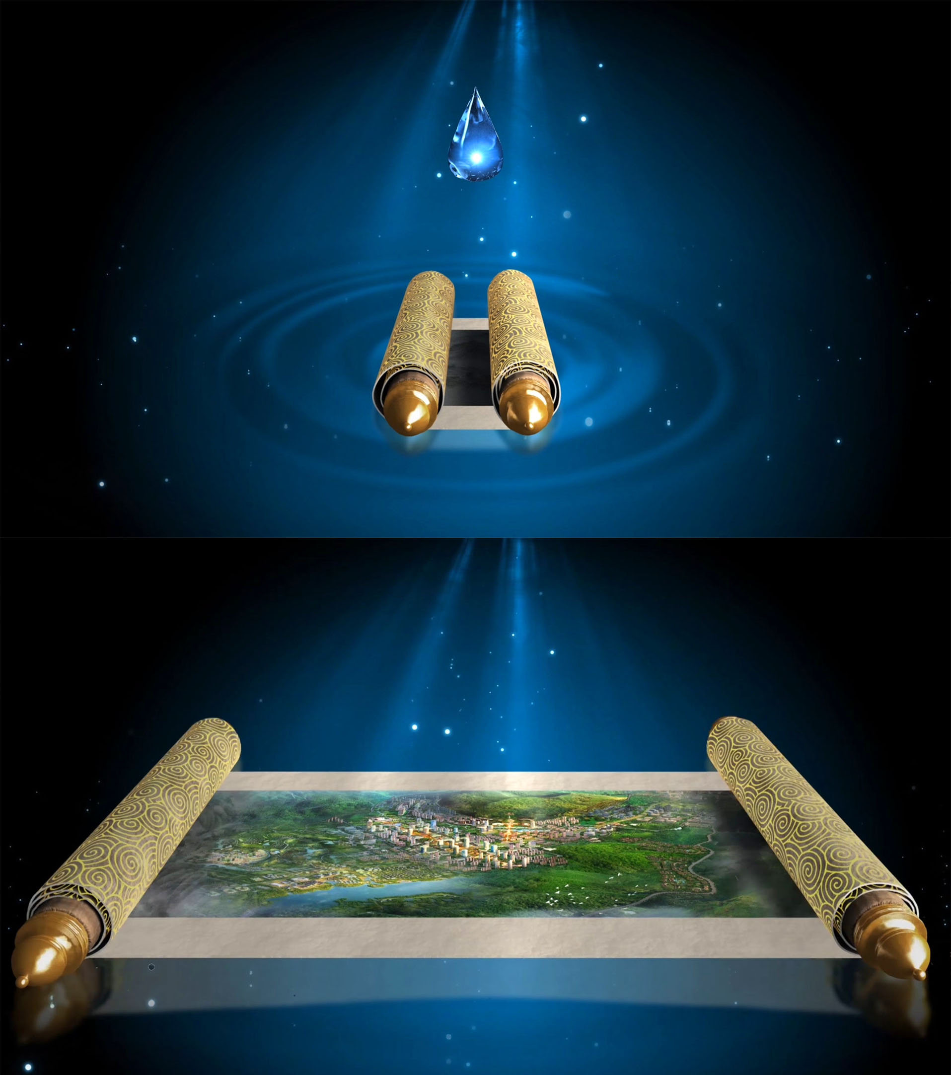 卷轴打开开篇AE模板