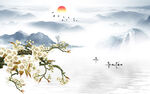 中式 新山水背景 tif分层画