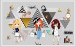 时尚女孩服装店背景墙图片